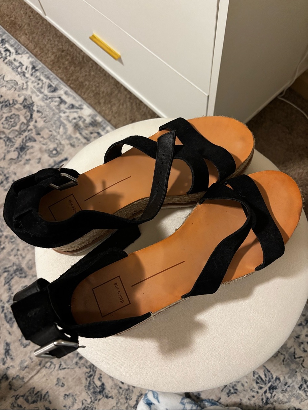 Dolce Vita Black Suede Platform Wedge Sandals